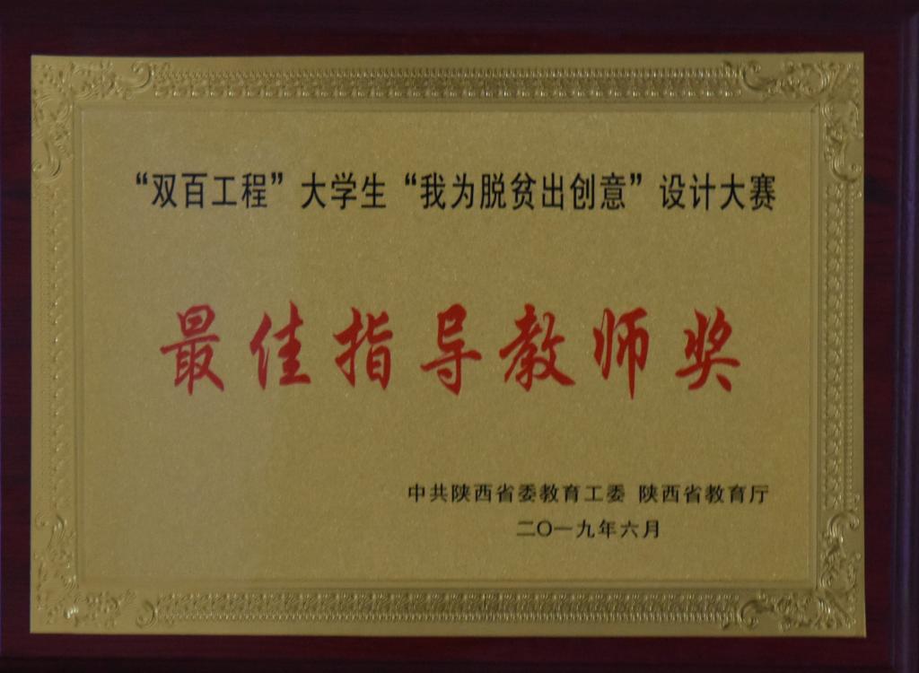 我院团委王炅老师荣获“双百工程”大学生“我为脱贫出创意”设计大赛“最佳指导教师奖”